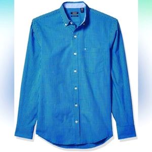 IZOD - Men’s Performance Comfort Long Sleeve Gingham Button Down Shirt